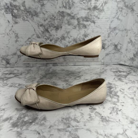 Valentino Garavani Bow Ballet Flats Size 38.5/7.5 Blush Pink Nude Nubuck Leather - Picture 2 of 8